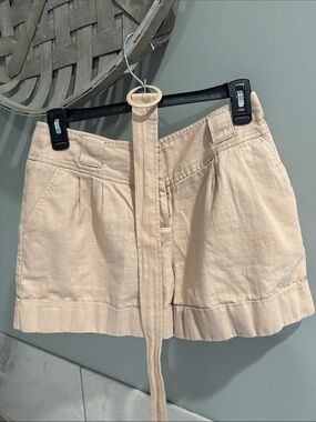 Women’s Cream High-Rise Linen Blend Belted Shorts
